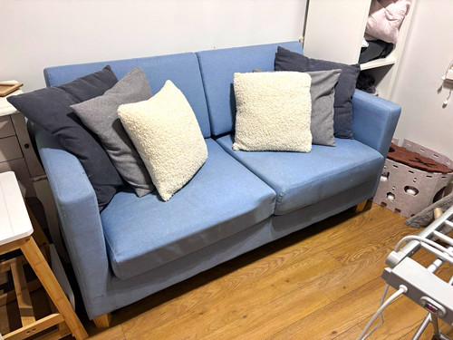 Blue fabric seater - blue, 2-seater